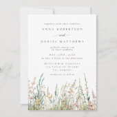 Boho Watercolor Wildflower Field Wedding 招待状 (正面)