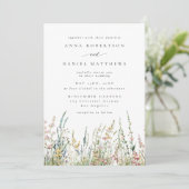 Boho Watercolor Wildflower Field Wedding 招待状 (スタンド正面)