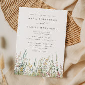 Boho Watercolor Wildflower Field Wedding 招待状