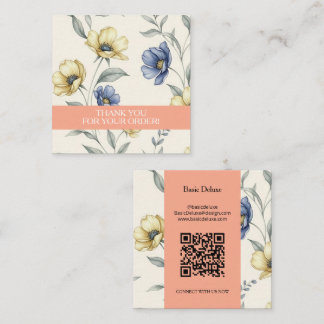 Boho Watercolor Wildflower Thank you card スクエア名刺