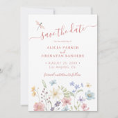 Boho watercolor wildflower wedding セーブザデート (正面)