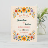 Boho Watercolor Wildflower Wedding Invitation 招待状 (スタンド正面)