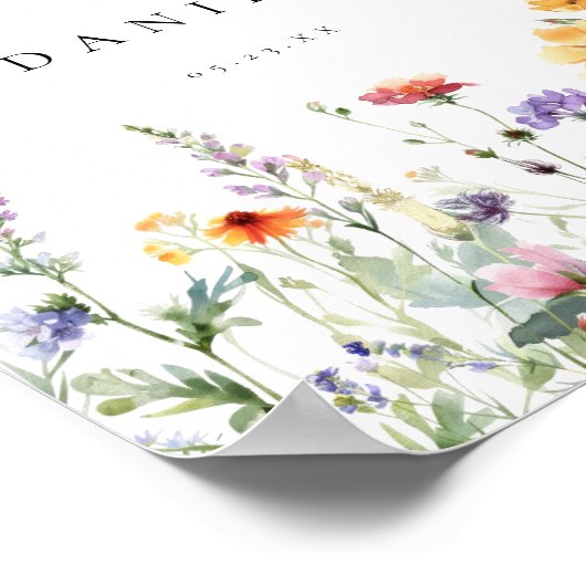 Boho Watercolor Wildflower Wedding Welcome ポスター (角)
