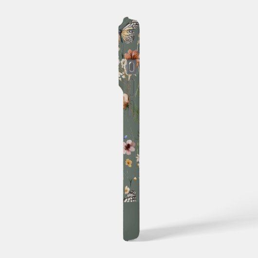 Boho Watercolor Wildflowers Pattern  iPhoneケース (左側面)