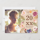 Boho Watercor素朴花写真グラッドパーティー 招待状 (正面)