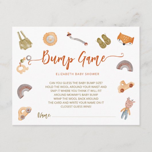 Boho Waterorベビーシャワーバンプゲーム囲い車 エンクロージャーカード (正面)