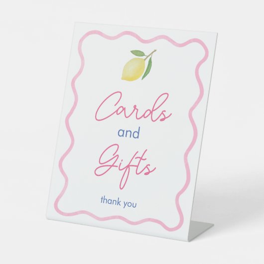 Boho Wavy 縁ど Citrusカード&ギフトベビーシャワー 台座サイン (正面)
