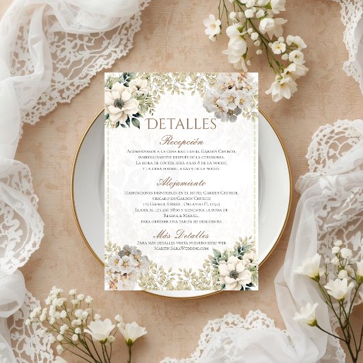 Boho Wedding Details in Spanish サンキューカード