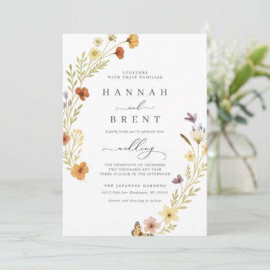 Boho Wedding Floral Invitation 招待状 (スタンド正面)