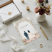 Boho Wedding Invitation | Floral Gold Rings Love  招待状