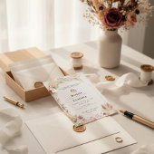 Boho Wedding Invitation | Floral Gold Rings Love  招待状
