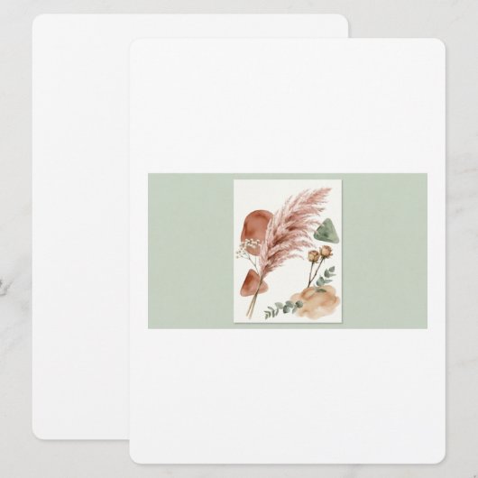 Boho Wedding Invitation | Terracotta Pampas Grass  (正面/裏面)