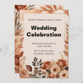 Boho Wedding Invitation | Terracotta Pampas Grass 招待状 (正面/裏面)