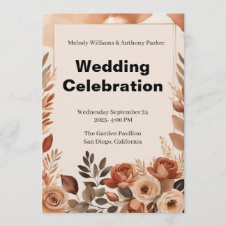 Boho Wedding Invitation | Terracotta Pampas Grass 招待状