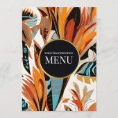 Boho Wedding Menu 5x7 Tropical Floral Terracotta メニュー (正面)
