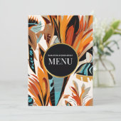 Boho Wedding Menu 5x7 Tropical Floral Terracotta メニュー (スタンド正面)