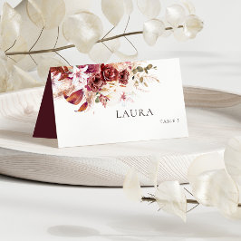 Boho Wedding Place Card – Burgundy & Blush プレイスカード