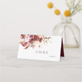 Boho Wedding Place Card – Burgundy & Blush プレイスカード (正面)