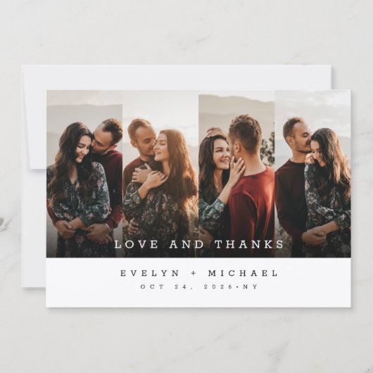 Boho Wedding Thank You Photo Collage Card サンキューカード (正面)