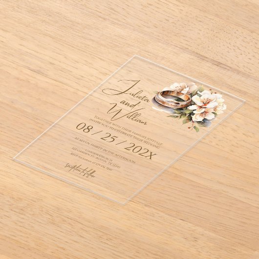 Boho Wedding with Rings アクリル招待状 (レイダウン)