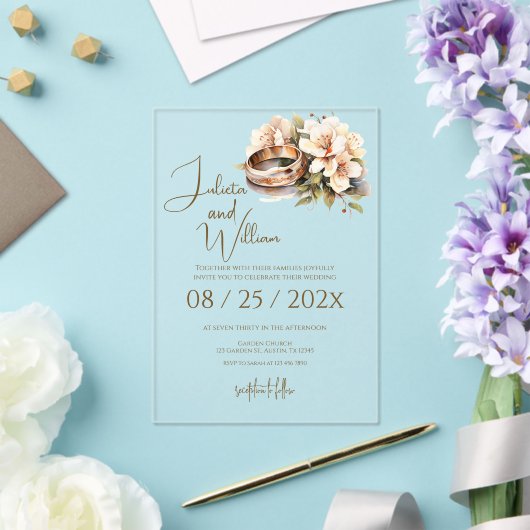 Boho Wedding with Rings アクリル招待状 (インサイチュ (ウェディング))