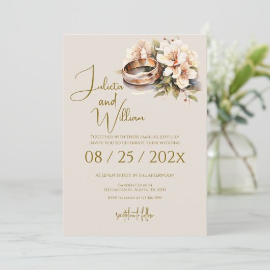 Boho Wedding with Rings 招待状 (スタンド正面)