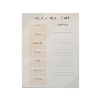 Boho Weekly Meal Planメモ帳 ノートパッド