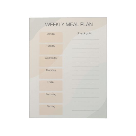 Boho Weekly Meal Planメモ帳 ノートパッド (回転)