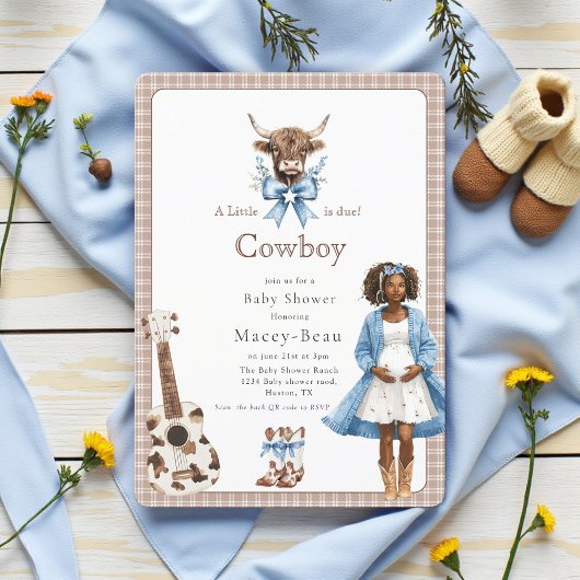 Boho Western Baby Shower Qr code invite  招待状