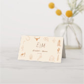 Boho Western Cowboy Illustration Wedding プレイスカード (裏面)