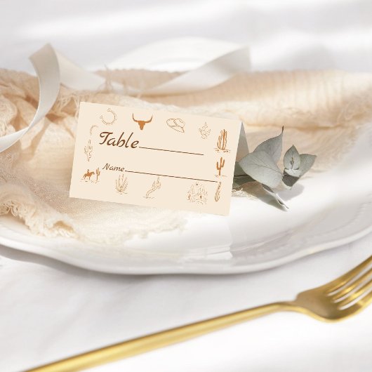 Boho Western Cowboy Illustration Wedding プレイスカード