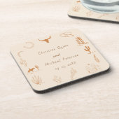 Boho Western Cowboy Illustration Wedding Paper コースター (左側)