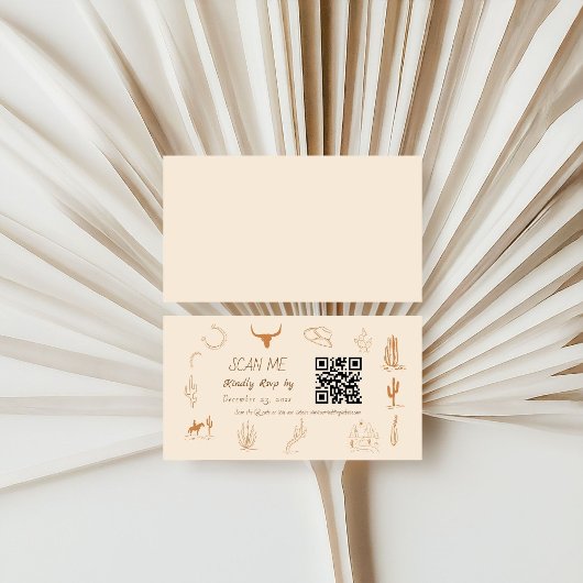 Boho Western Cowboy Illustration Wedding Scan Me  エンクロージャーカード