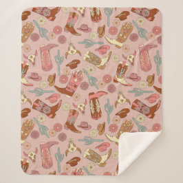 Boho Western Cowgirl Boots シェルパブランケット