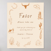 Boho Western Favorite People Wedding Favor sign ポスター (正面)