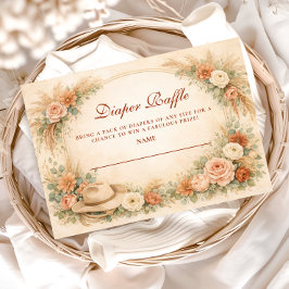 Boho Western Floral Baby Shower Diapper Raffle エンクロージャーカード