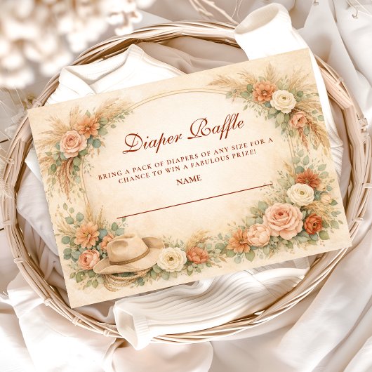 Boho Western Floral Baby Shower Diapper Raffle エンクロージャーカード