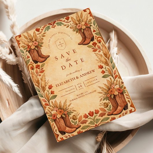 Boho Western Garden Wedding セーブザデート