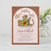 Boho Western Guitar Sunflowers 80th Birthday Party 招待状 (スタンド正面)