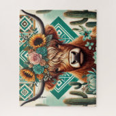 Boho Western Highland Cow ジグソーパズル (縦)