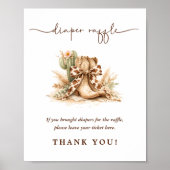  Boho Western Neutral Baby Shower Diaper Raffle ポスター (正面)