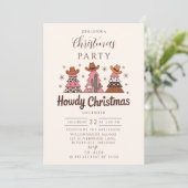 Boho Western Pink Cowgirl Christmas 招待状 (スタンド正面)