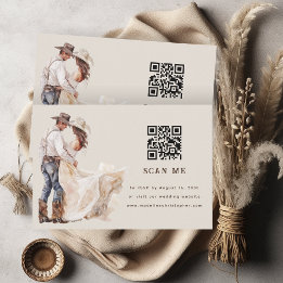 Boho Western Ranchの結婚QRコードRSVPカード 出欠カード
