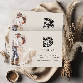 Boho Western Ranchの結婚QRコードRSVPカード 出欠カード