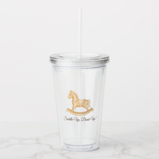 Boho Western Rocking Horse Acrylic Tumbler Favor アクリルタンブラー (正面)