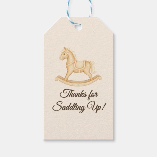 Boho Western Rocking Horse Baby Shower ギフトタグ (正面)