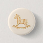 Boho Western Rocking Horse Baby Shower Button Pin 缶バッジ (正面)