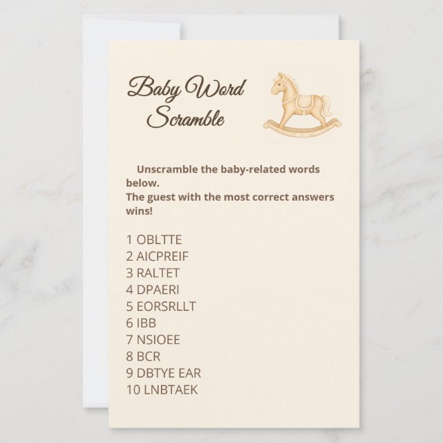 Boho Western Rocking Horse Baby Word Scramble (正面)