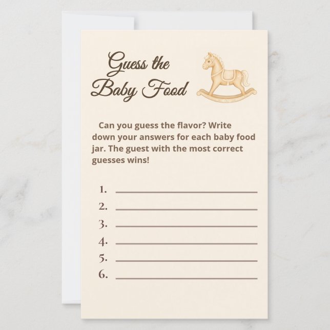 Boho Western Rocking Horse Guess The Food Game (正面)