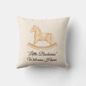 Boho Western Rocking Horse Nursery Throw Pillow クッション (裏面)